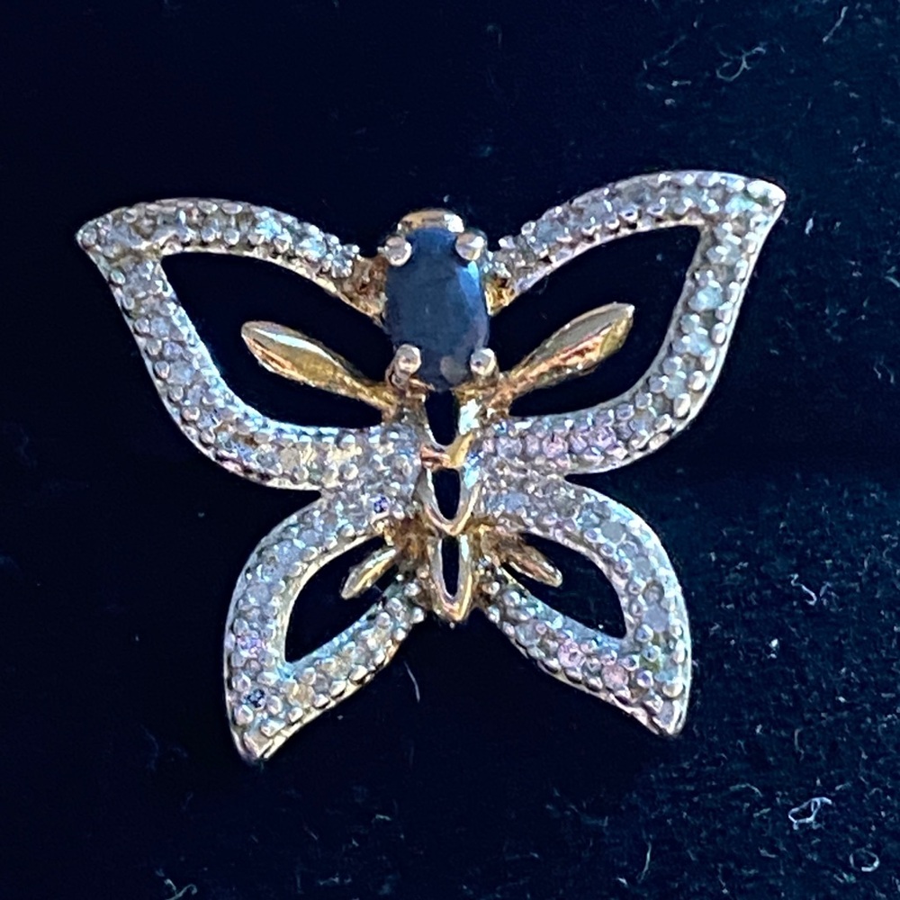 Gold Plated 925 Sterling Silver Sapphire-Look Pendant – Vintage